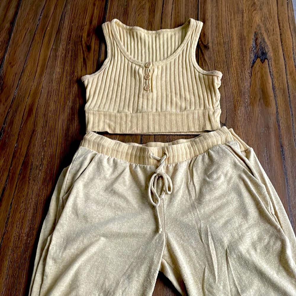 May Pink- Two piece mustard joggers set